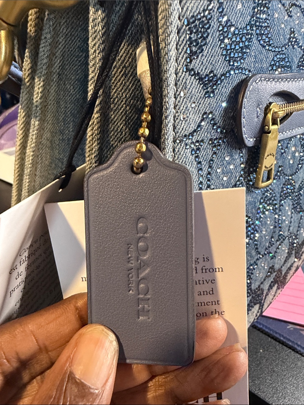 Coach Blue Denim Monogram Wallet with Gold-Tone Hardware - Picture 5 of 10